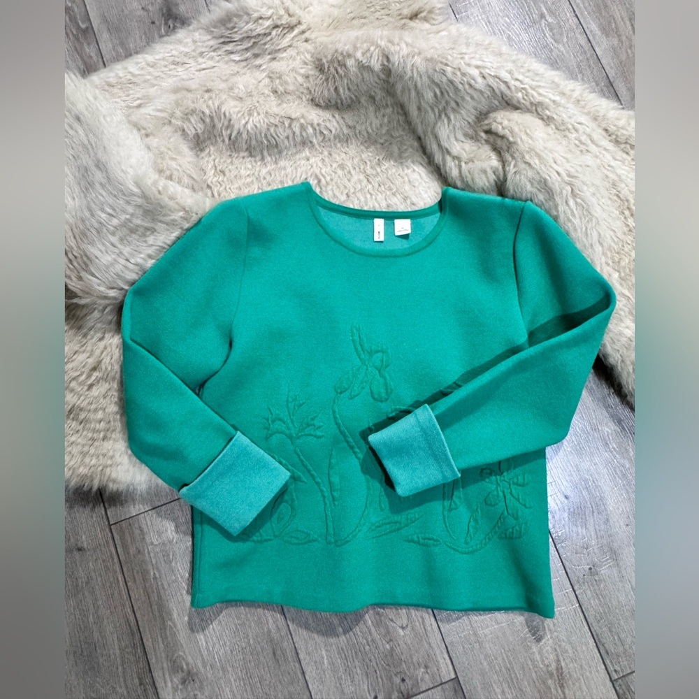 Anthropology Moth Teal Women's Crew Neck Sweater